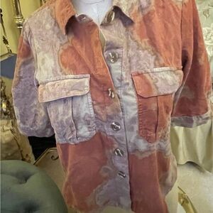 Anthropologie PORRIDGE Button Front Top Pleated Short Sleeve XS/S Rust Brown